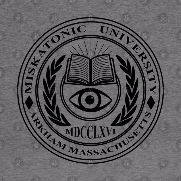 Miskatonic University Crest White - HP Lovecraft by Duckfieldsketchbook01